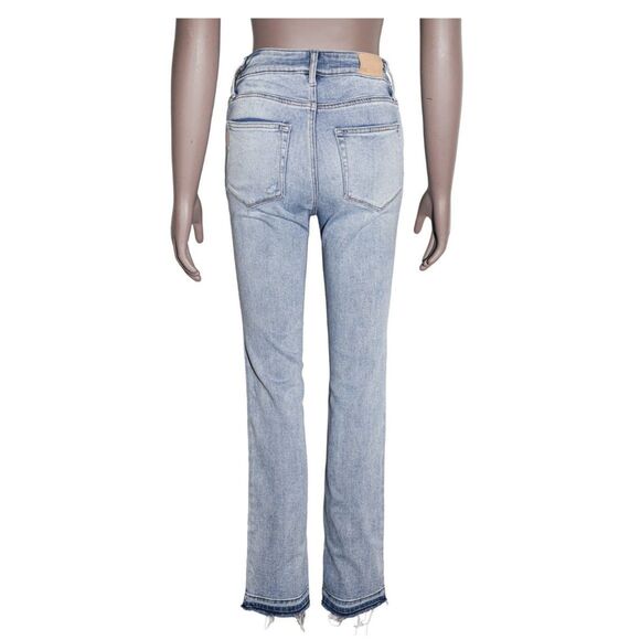 Paige High Waisted Light Wash Straight Leg Distressed Jeans 26W 31L - Picture 2 of 3